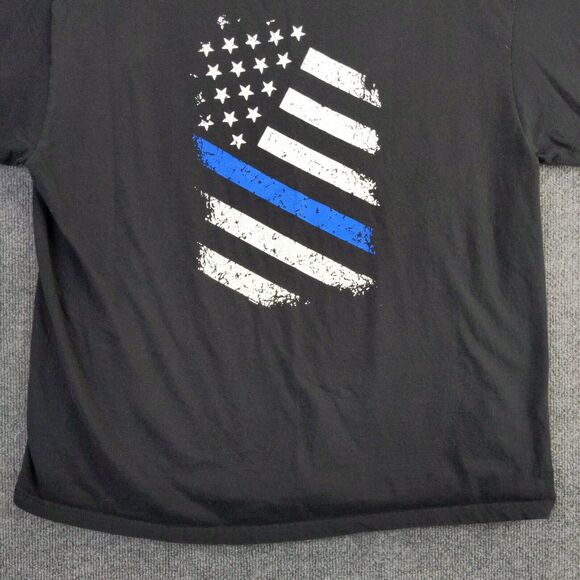 Thin Blue Line T Shirt Womens Size XXL Black Police Support Made in the USA - Picture 7 of 12
